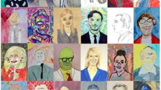 Piirroskuvia kansanedustajista.