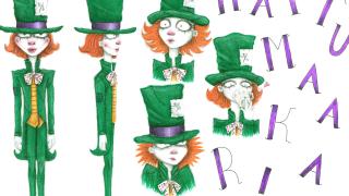 Green-clad cartoon character.