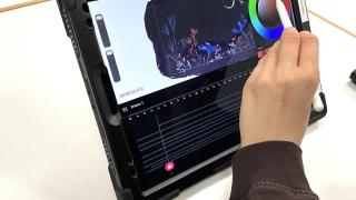 Adjusting colours on a digital platform.