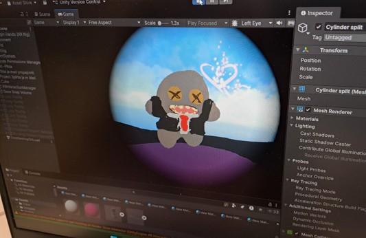 Game character on computer screen.